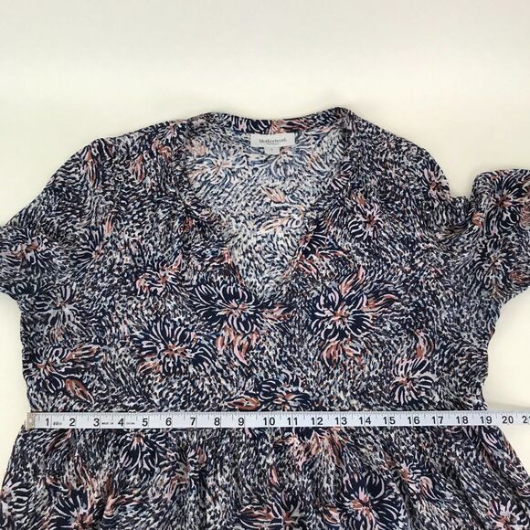 Motherhood Maternity Floral Tie Sleeve Babydoll Blouse Women’s Medium V-Neck - Picture 6 of 10